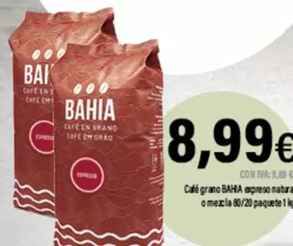 Oferta de Bahia - Cafe Grano Apreso Natura O Mezla por 8,99€ en Cash Ifa