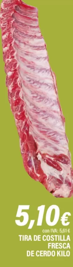 Oferta de Tira De Costilla Fresca De Cerdo por 5,1€ en Cash Ifa