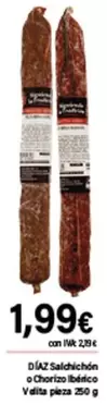 Oferta de Díaz Salchichón O Chorizo Ibérico por 1,99€ en Cash Ifa