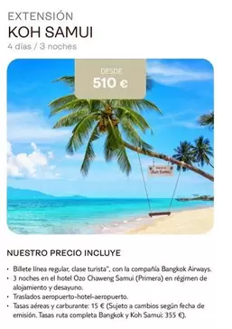 Oferta de Koh Samui por 510€ en Tui Travel PLC