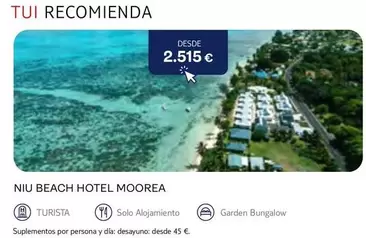 Oferta de Garden - Nu Beach Hotel Moorea por 2515€ en Tui Travel PLC