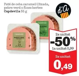 Oferta de Capdevila - Pate De Ceba Caramel·litzada, Pebre Verd O Fines Herbes por 0,99€ en Sorli