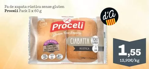 Oferta de Proceli - Pa De Xapata Rústica Sense Gluten por 1,55€ en Sorli