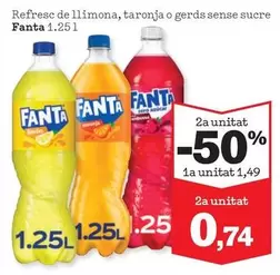 Oferta de Fanta - Refresc De Llimona, Taronja O Gerds Sense Sucre por 1,49€ en Sorli