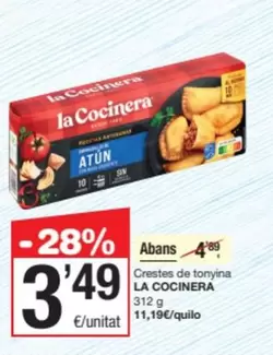 Oferta de La Cocinera - Crestes De Tonyina por 3,49€ en SPAR Fragadis