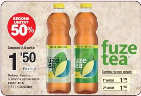 Oferta de Fuze Tea - Refresc Limona O Limona Serves Secure por 1,99€ en SPAR Fragadis