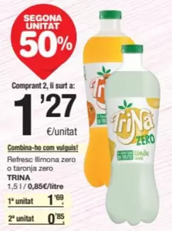 Oferta de Trina - Refresc Llimona Zero O Taronja Zero por 1,69€ en SPAR Fragadis