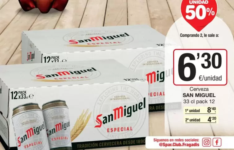 Oferta de San Miguel - Cerveza por 8,4€ en SPAR Fragadis