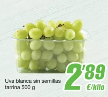 Oferta de Uva Blanca Sin Semillas Tarrina por 2,89€ en SPAR Fragadis