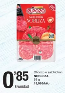 Oferta de Elpozo - Chorizo O Salchichon por 0,85€ en SPAR Fragadis