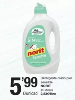 Oferta de Norit - Detergente Diario Piel Sensible por 5,99€ en SPAR Fragadis