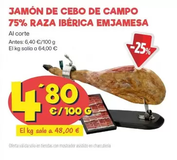 Oferta de Emjamesa - Jamón De Cebo De Campo 75% Raza Ibérica por 4,8€ en Ahorramas