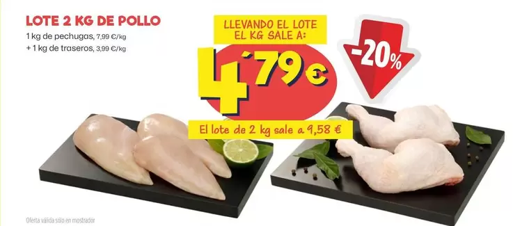 Oferta de Lote 2 Kg De Pollo por 4,79€ en Ahorramas