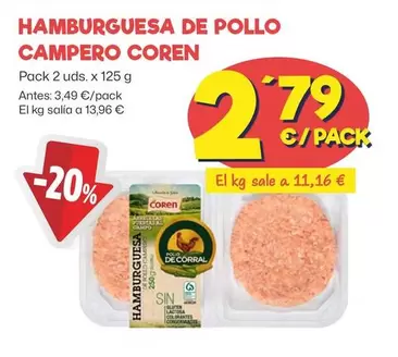 Oferta de Coren - Hamburguesa De Pollo Campero por 2,79€ en Ahorramas