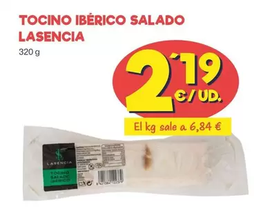 Oferta de Lasencia - Tocino Iberico Salado por 2,19€ en Ahorramas