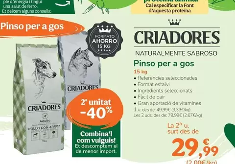 Oferta de Criadores - Pienso Para Perro por 49,99€ en Tiendanimal