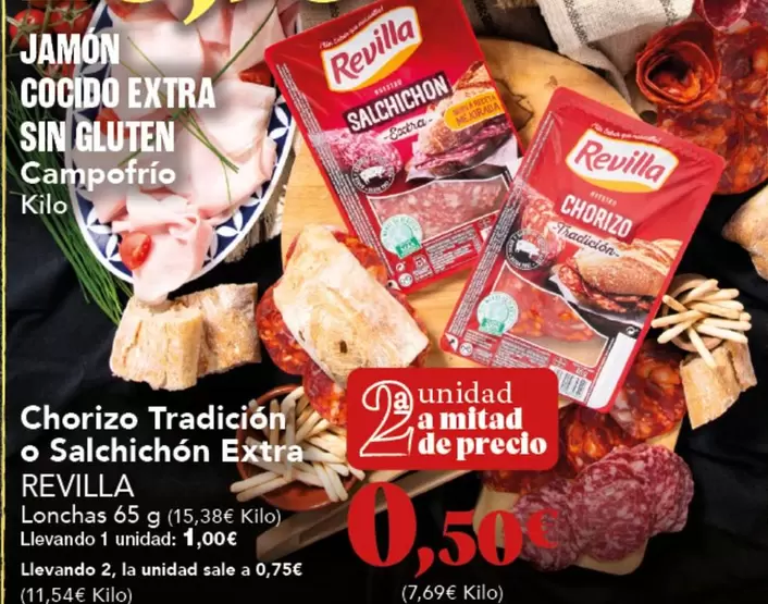 Oferta de Revilla - Chorizo Tradicion O Salchichon Extra por 1€ en Gadis