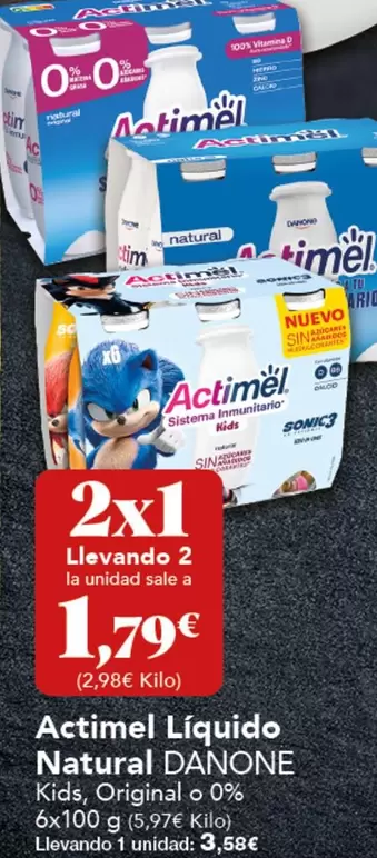 Oferta de Danone - Actimel Liquido Natural por 3,85€ en Gadis