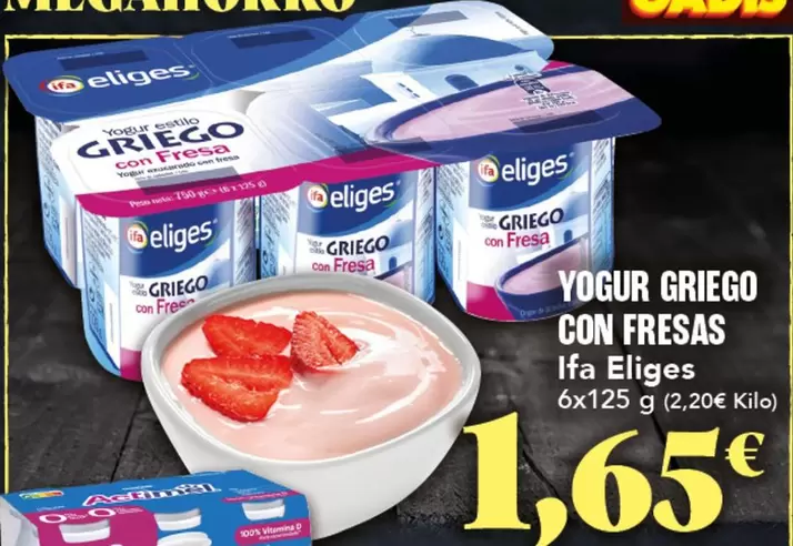 Oferta de Ifa Eliges - Yogur Griego Con Fresas por 1,65€ en Gadis