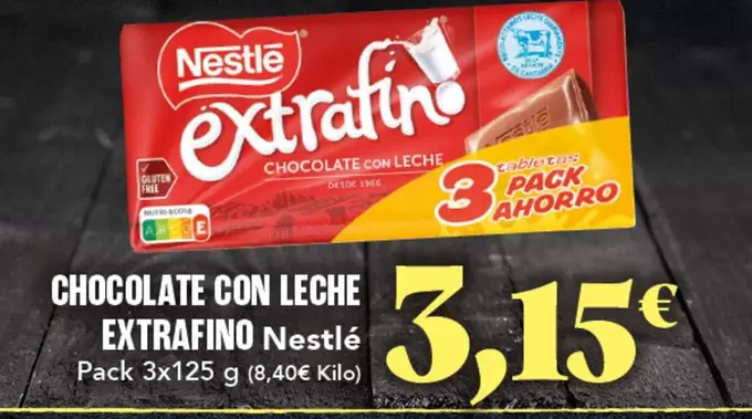 Oferta de Nestlé - Chocolate Con Leche Extrafino por 3,15€ en Gadis