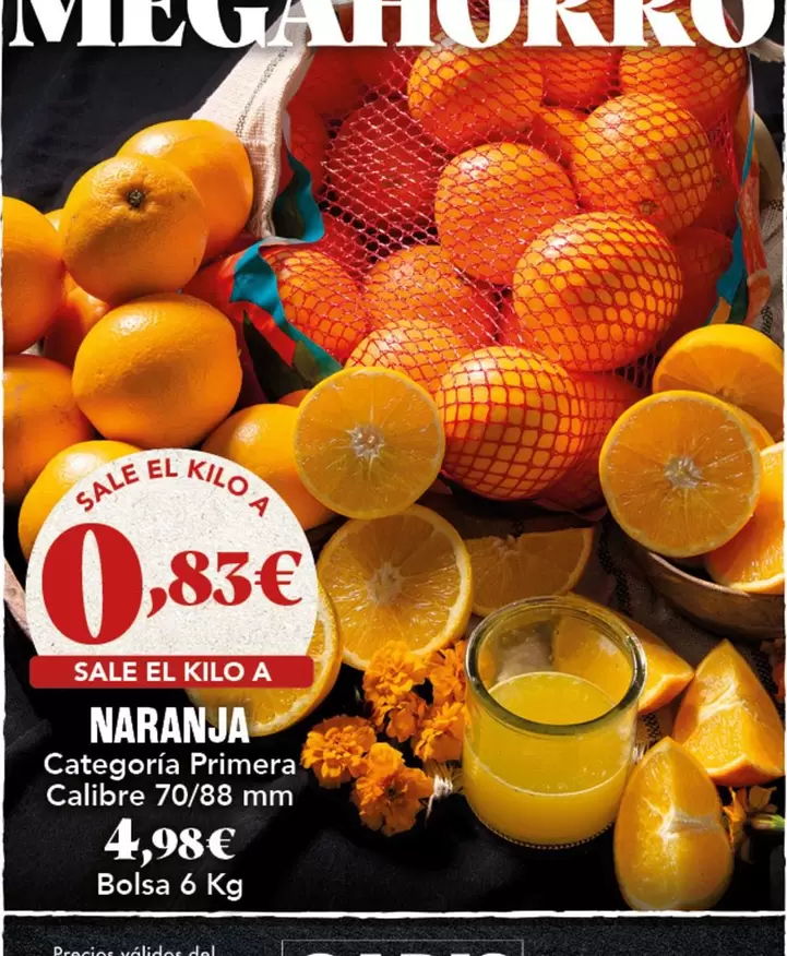 Oferta de Naranja por 0,83€ en Gadis