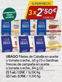 Oferta de Ubago - Filetes De Caballa En Aceite O Tomate O Eche por 1,05€ en minymas