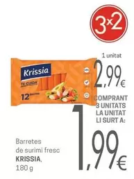 Oferta de Krissia - Barretes De Surimi Fresc por 2,99€ en Valvi Supermercats