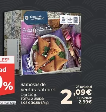 Oferta de Samosas De Verduras Al Curri por 2,99€ en La Sirena