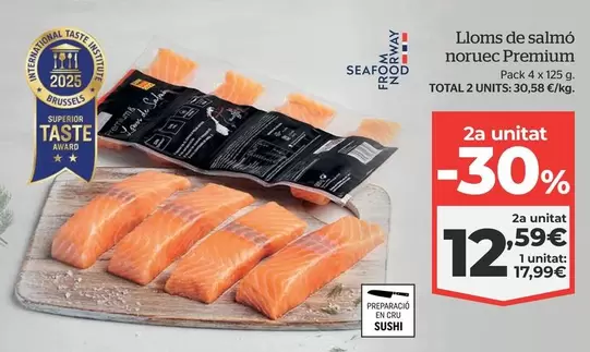 Oferta de Lloms De Salmó Noruec Premium por 17,99€ en La Sirena