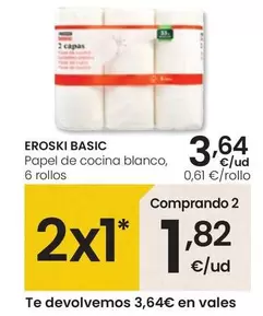 Oferta de Eroski Basic - Papel De Cocina Blanco por 3,64€ en Eroski