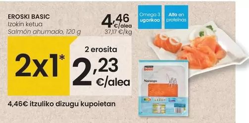 Oferta de Eroski Basic - Salmón Ahumado por 4,46€ en Eroski