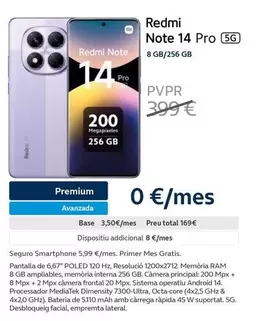 Oferta de Xiaomi - Redmi Note 14 Pro 5G por 399€ en Movistar