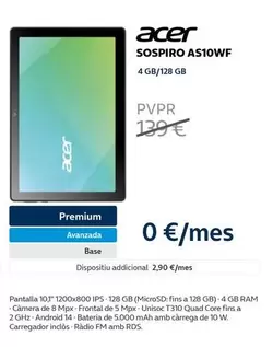 Oferta de Acer - Sospiro AS10WF por 139€ en Movistar