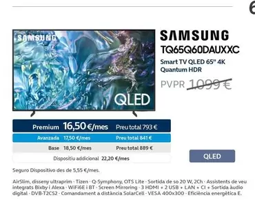 Oferta de Samsung - Smart Tv Qled 65"  en Movistar