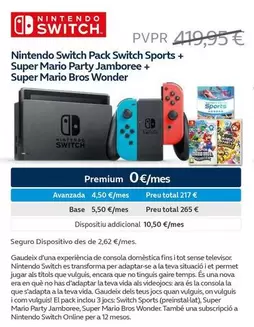 Oferta de Nintendo Switch - Pack Switch Sports + Super Mario Party Jamboree + Super Mario Bros Wonder en Movistar