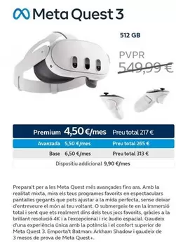 Oferta de Meta Quest 3 por 549,99€ en Movistar