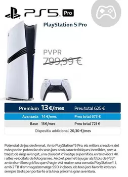 Oferta de PlayStation - Playstation 5 Pro por 799,99€ en Movistar