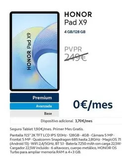 Oferta de Honor - Pad X9 por 249€ en Movistar