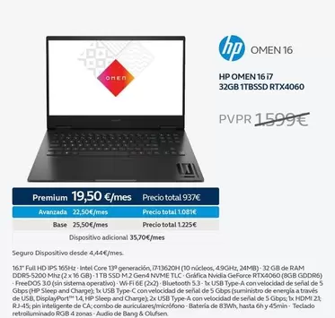 Oferta de HP -  OMEN 16 17 32GB 1TBSSD RTX4060 en Movistar