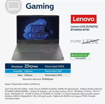 Oferta de Lenovo - LOQ 15/16/512/ RTX4050 W11H  en Movistar