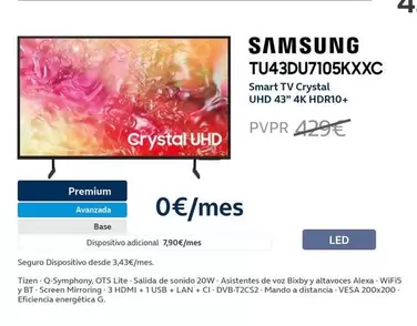 Oferta de Samsung - TU43DU7105KXXC por 429€ en Movistar