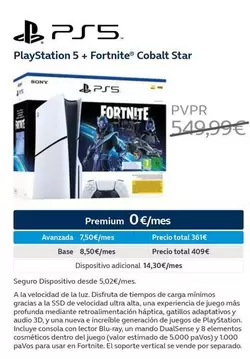 Oferta de PlayStation - Playstation 5 + Fortnite Cobalt Star por 549,99€ en Movistar