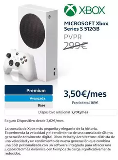 Oferta de Xbox - Microsoft Series S 512Gb por 169€ en Movistar