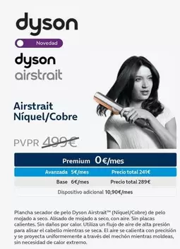 Oferta de Dyson - Airstrait Niquel/ Cobre por 289€ en Movistar