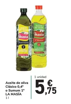 Oferta de La Masía - Aceite De Oliva Clasico 0,4° O Sumum 1° por 5,75€ en Carrefour Express