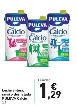 Oferta de Puleva - Leche Entera, Semi O Desnatada Calcio por 1,29€ en Carrefour Express