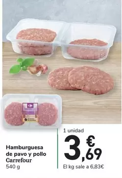 Oferta de Carrefour - Hamburguesa De Pavo Y Pollo por 3,69€ en Carrefour Express