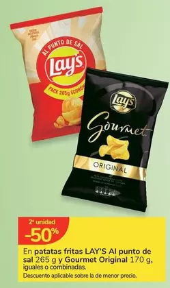 Oferta de Lay's - Patatas Fritas Al Punto De Sal Y Gourmet Original en Carrefour Express