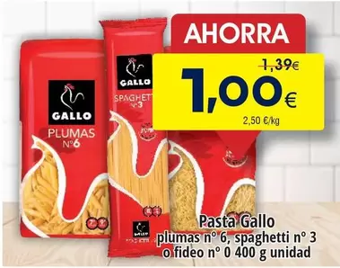 Oferta de Gallo - Pasta por 1€ en Froiz