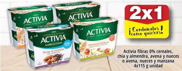 Oferta de Danone - Activia Fibras 0% Cereales, Cha Y Almendra, Avena Y Nueces O Avena, Nueces Y Manzana en Froiz